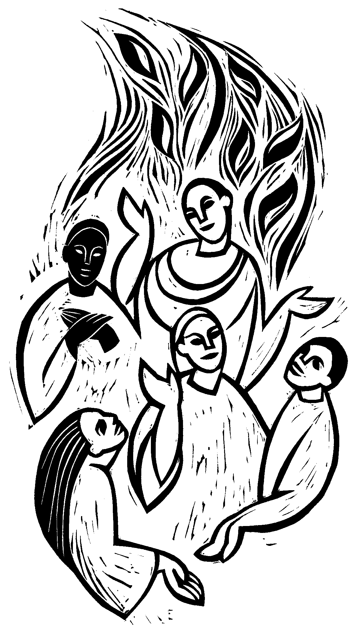 Penteocost fire bw