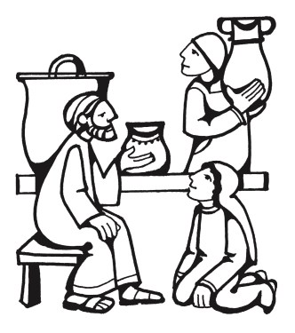 Mary and Martha (BW) (Clip Art)